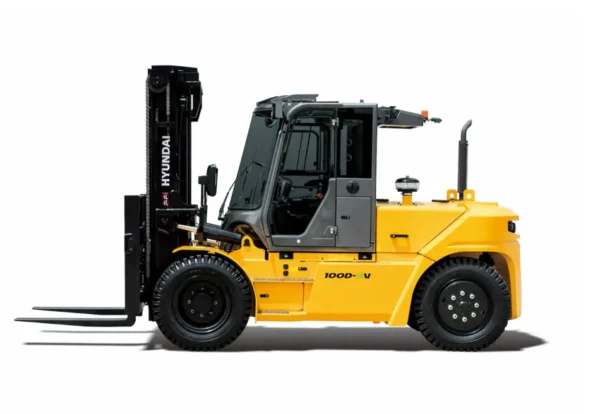 Schwerer Hyundai Dieselstapler mit Kabine, Seitenansicht